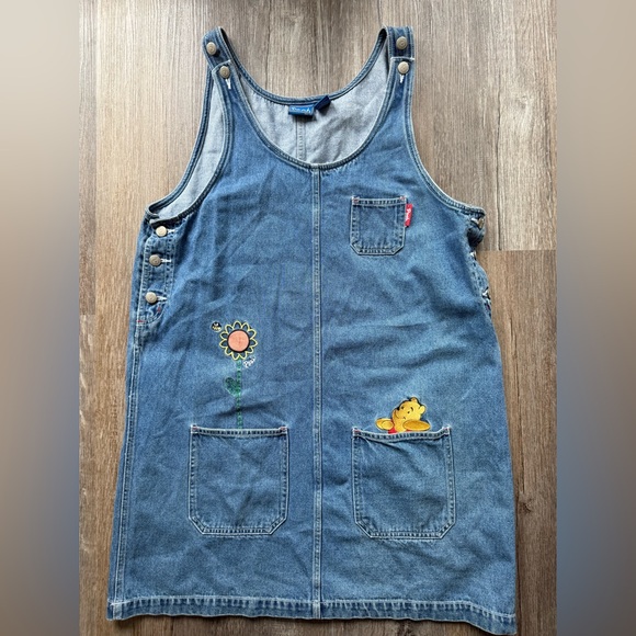 Disney Dresses & Skirts - Vintage Denim Pooh (Disney) Sleeveless Dress with Embroidery.‎